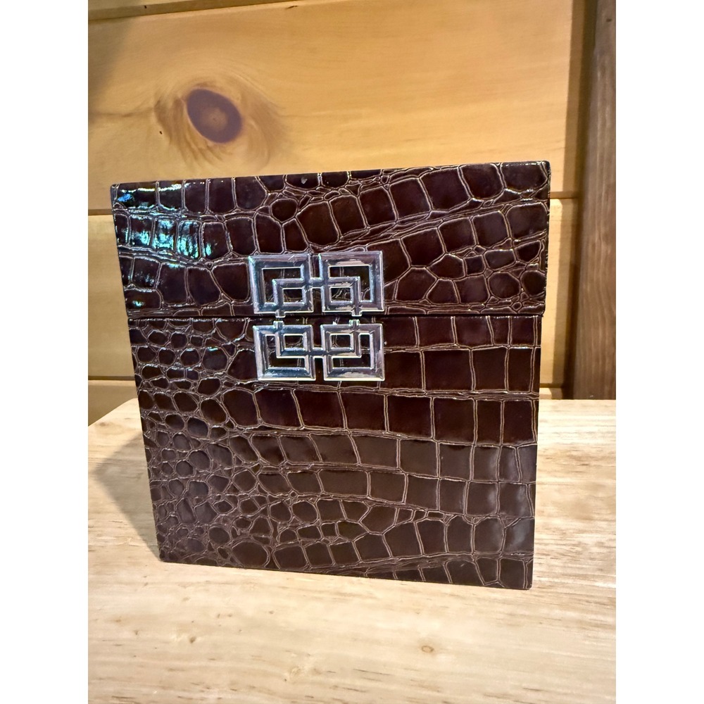 J.T. Rose & Co Dark Brown Croc Embossed Faux Leather Decorative Box - Picture 2 of 7